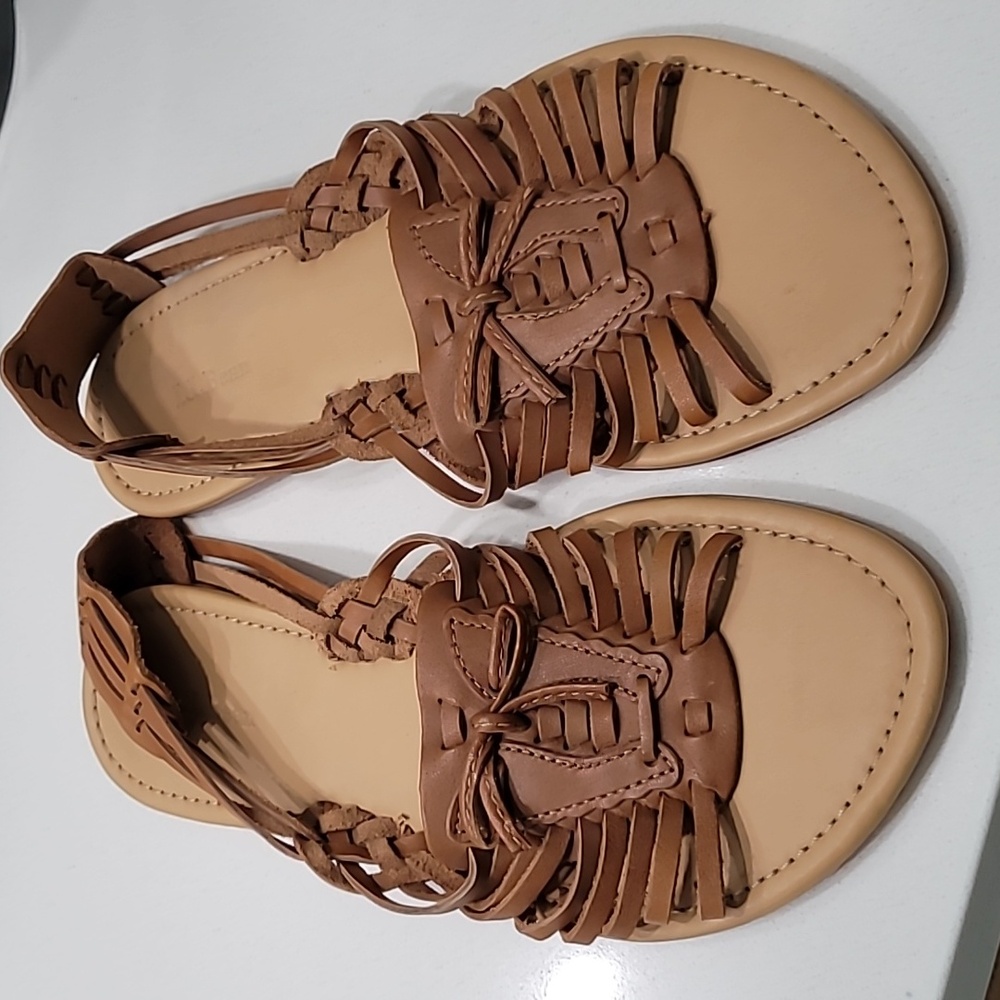 LL Bean Braided Leather Sandals - Tan Juarache Style - Picture 4 of 4
